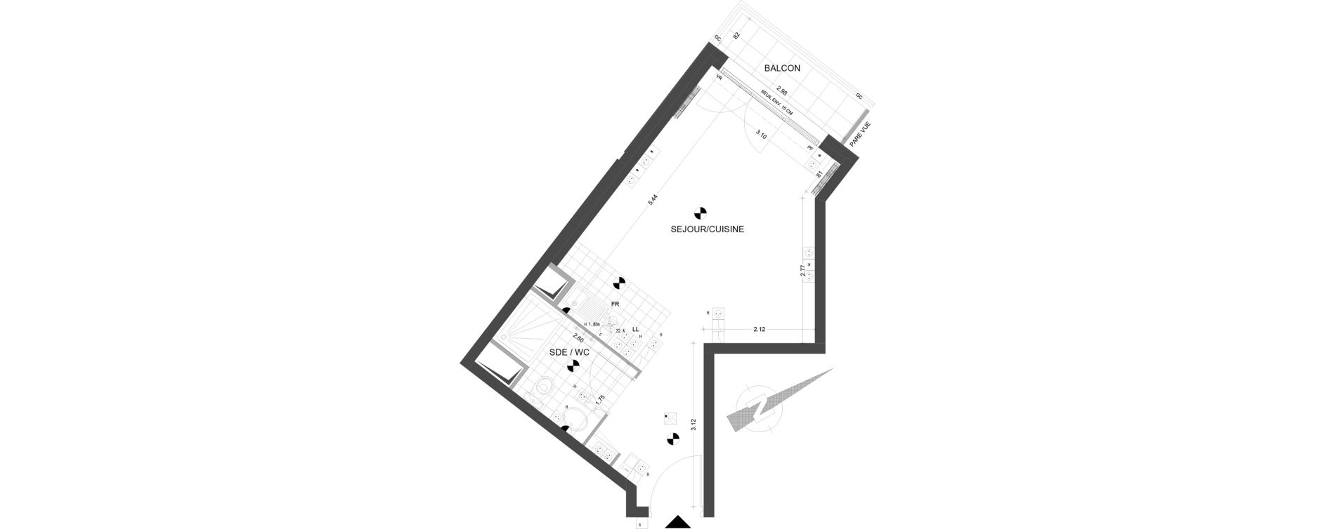 Appartement T1 de 27,73 m2 &agrave; Sannois Gabriel p&eacute;ri