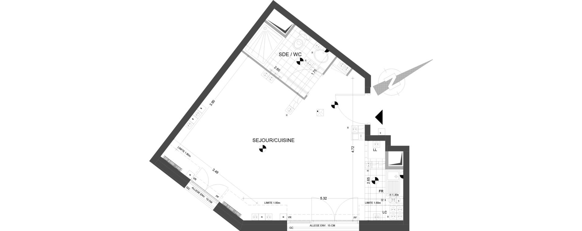 Appartement T1 de 31,55 m2 &agrave; Sannois Gabriel p&eacute;ri