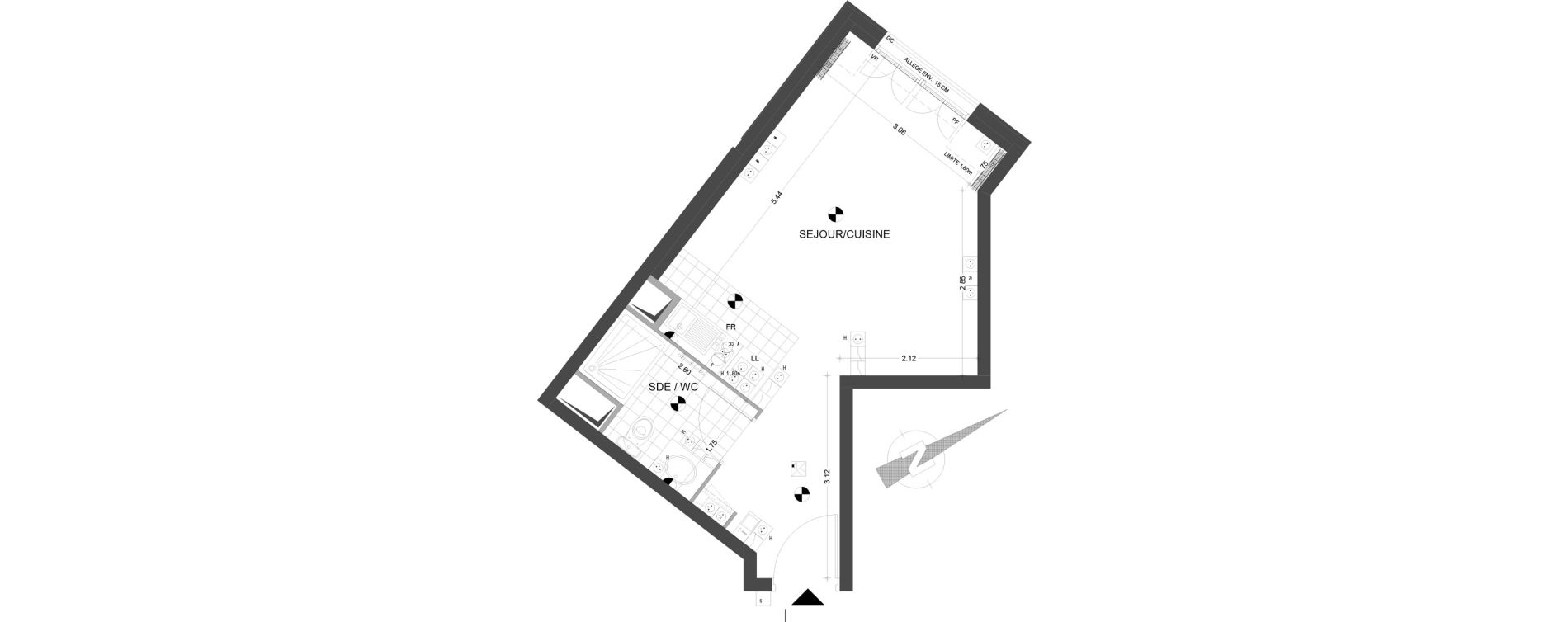 Appartement T1 de 27,05 m2 &agrave; Sannois Gabriel p&eacute;ri