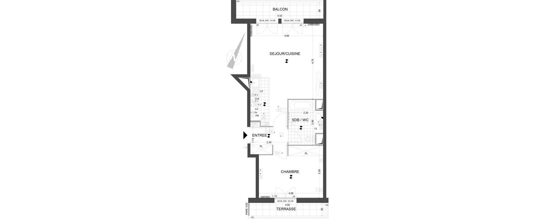 Appartement T2 de 47,51 m2 &agrave; Sannois Gabriel p&eacute;ri