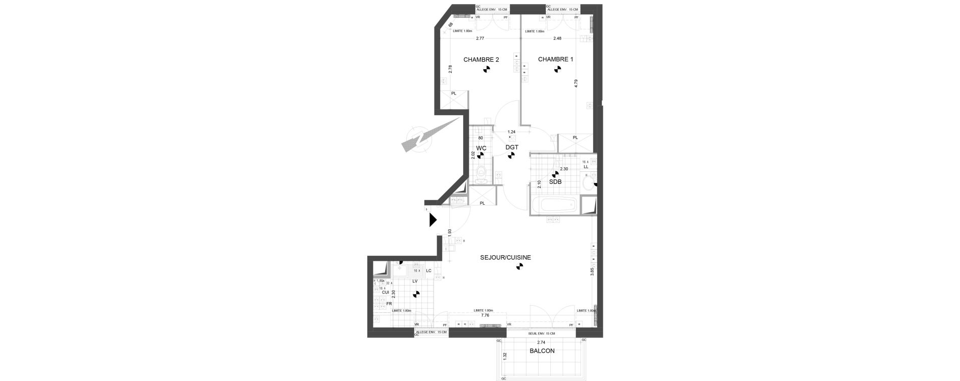 Appartement T3 de 54,86 m2 &agrave; Sannois Gabriel p&eacute;ri