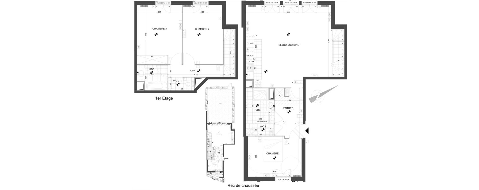 Duplex T4 de 103,44 m2 &agrave; Sannois Gabriel p&eacute;ri