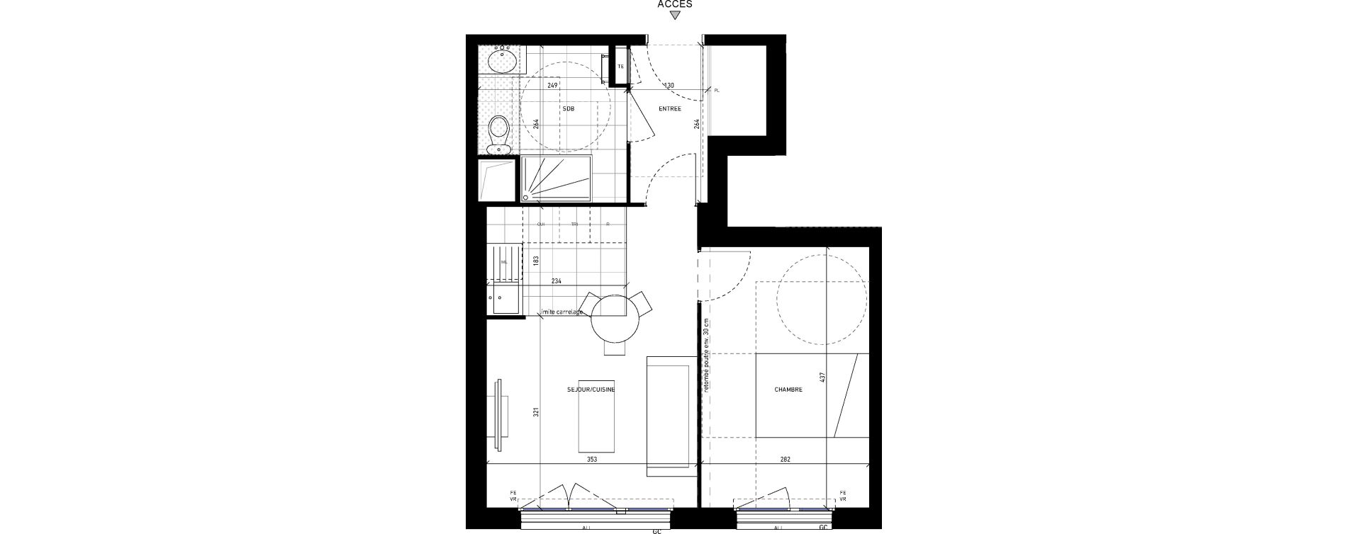 Appartement T2 de 40,80 m2 &agrave; Sannois Centre