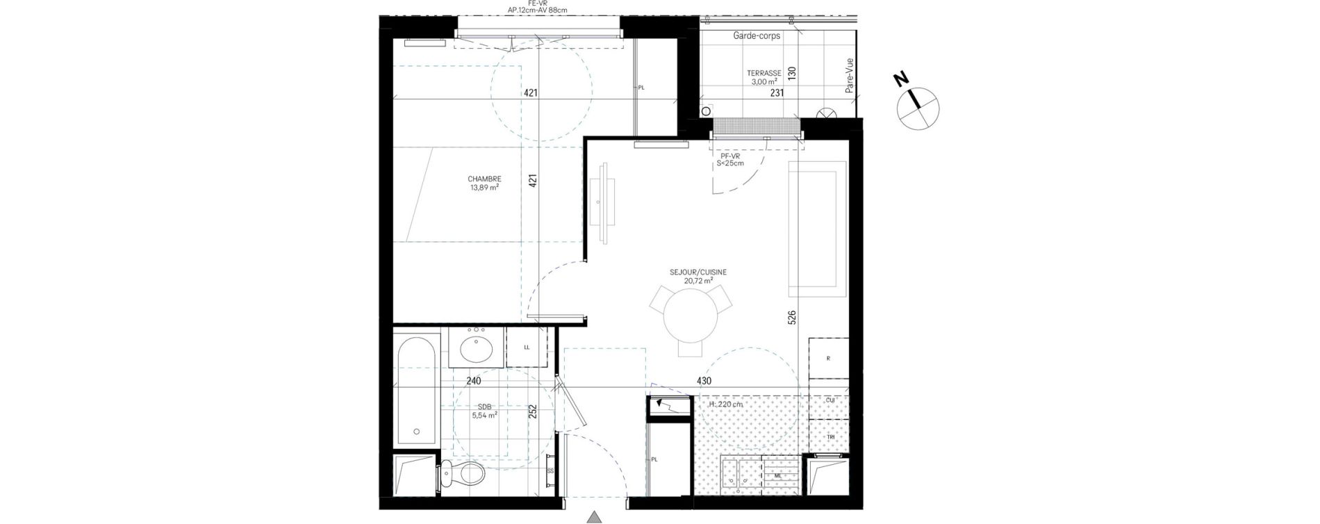 Appartement T2 de 40,15 m2 &agrave; Sannois Poirier baron