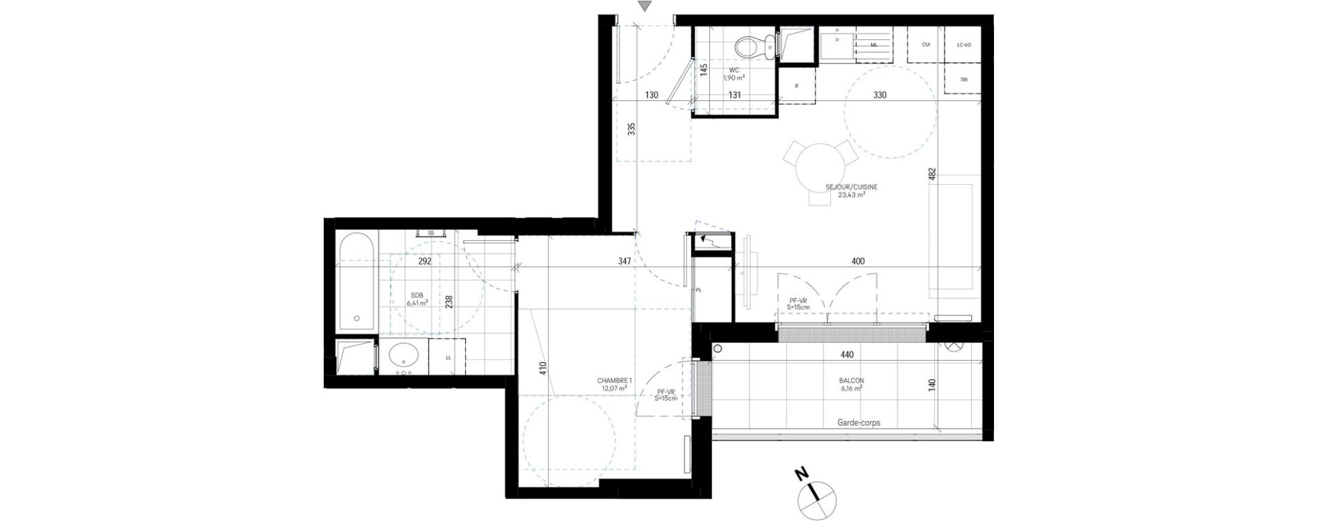 Appartement T2 de 43,81 m2 &agrave; Sannois Poirier baron