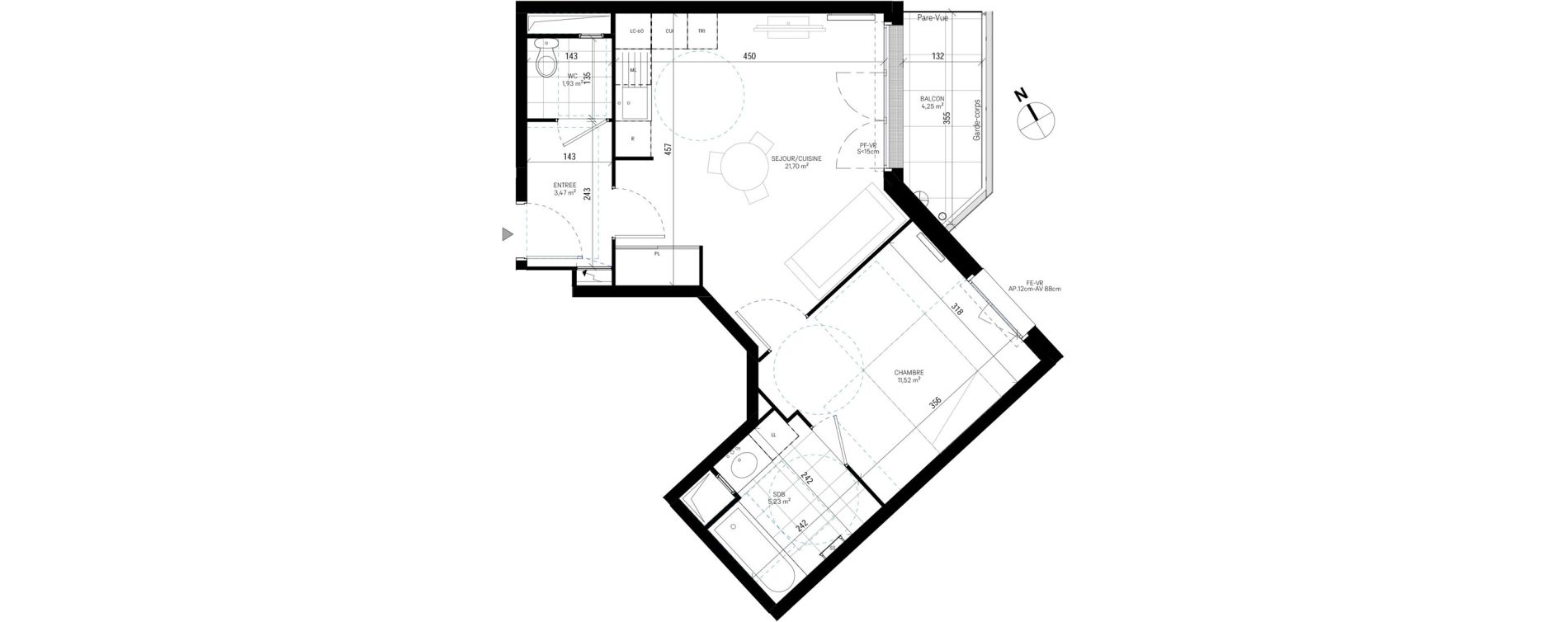 Appartement T2 de 43,85 m2 &agrave; Sannois Poirier baron