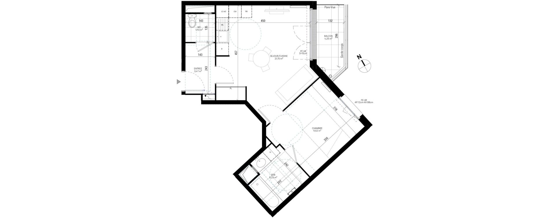 Appartement T2 de 43,85 m2 &agrave; Sannois Poirier baron