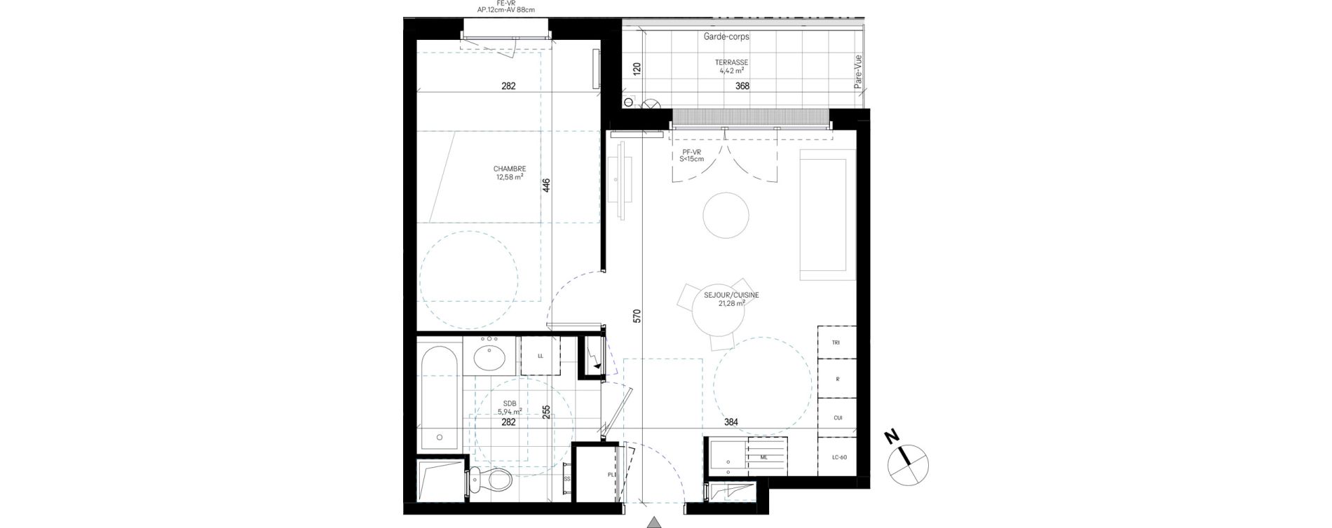 Appartement T2 de 39,80 m2 &agrave; Sannois Poirier baron
