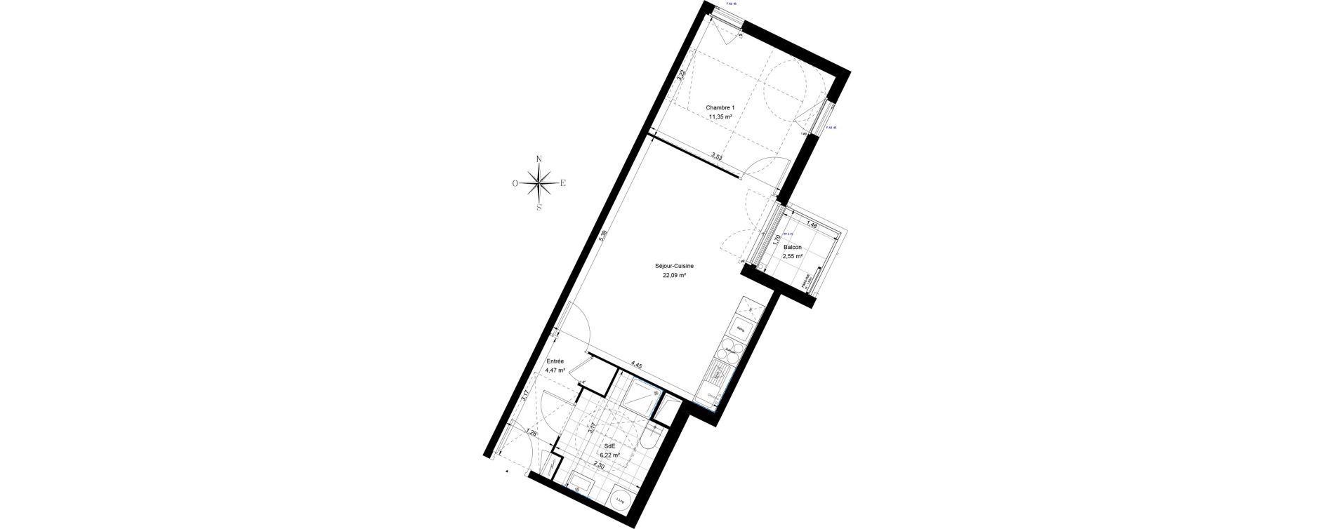 Appartement T2 de 44,14 m2 &agrave; Sannois Voltaire