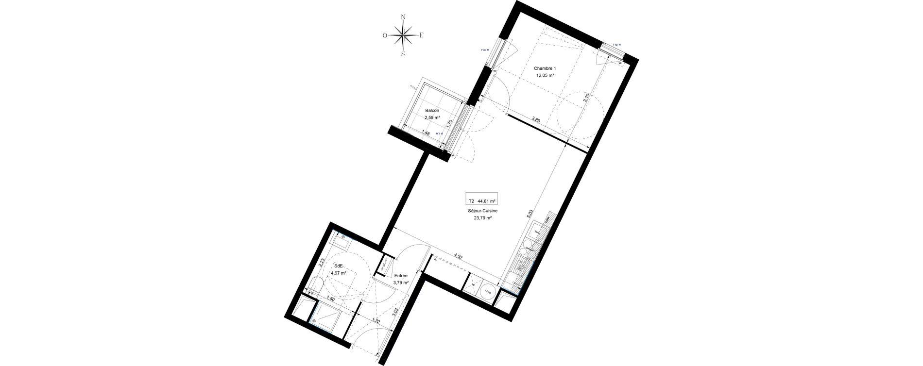 Appartement T2 de 44,61 m2 &agrave; Sannois Voltaire