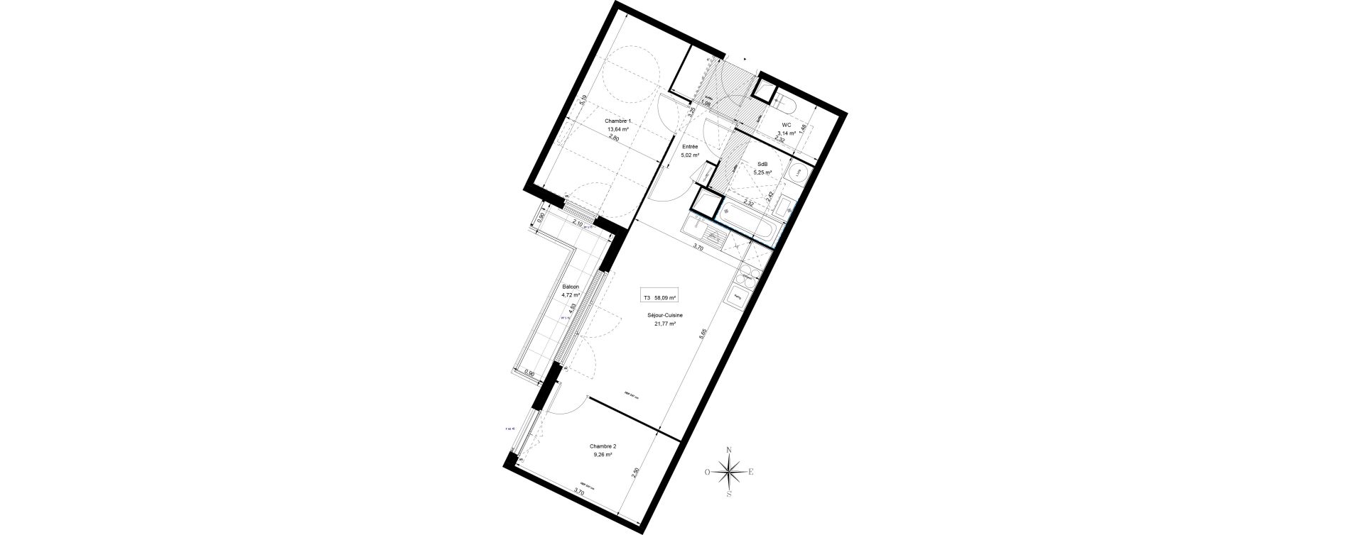 Appartement T3 de 58,09 m2 &agrave; Sannois Voltaire