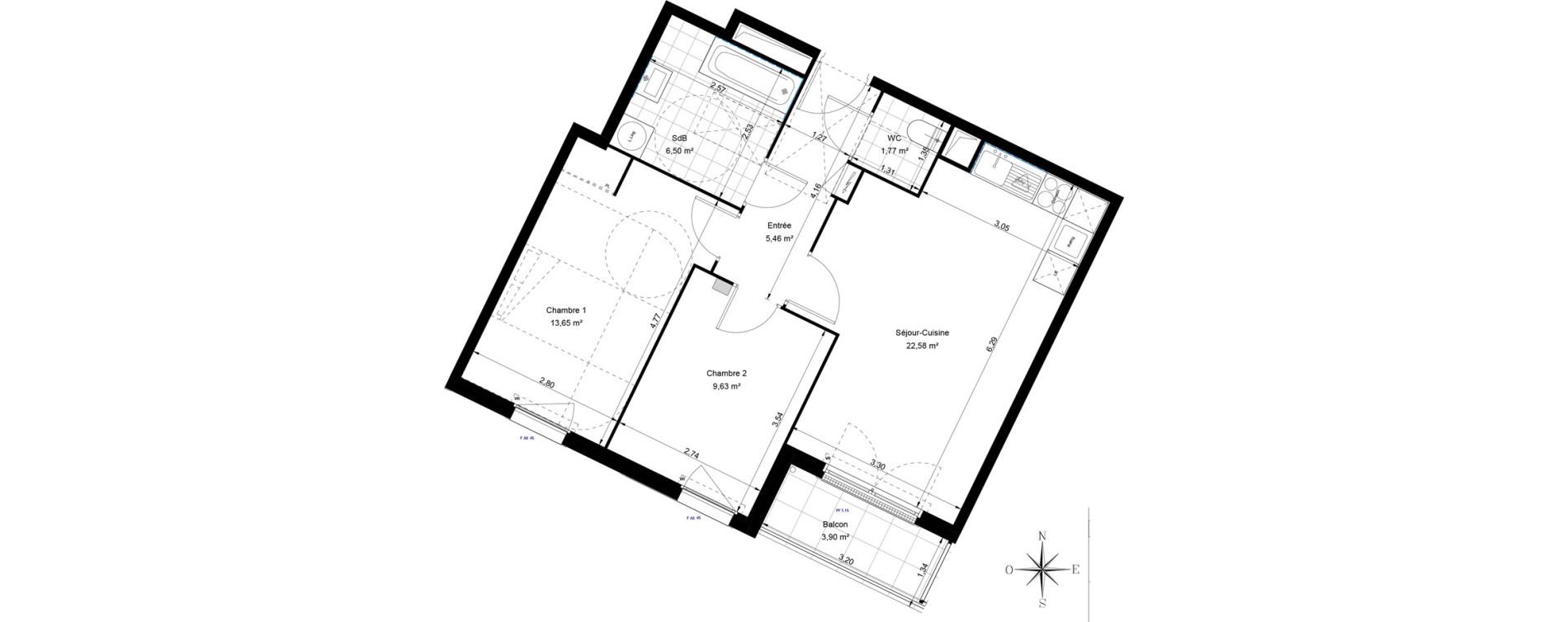 Appartement T3 de 59,59 m2 &agrave; Sannois Voltaire