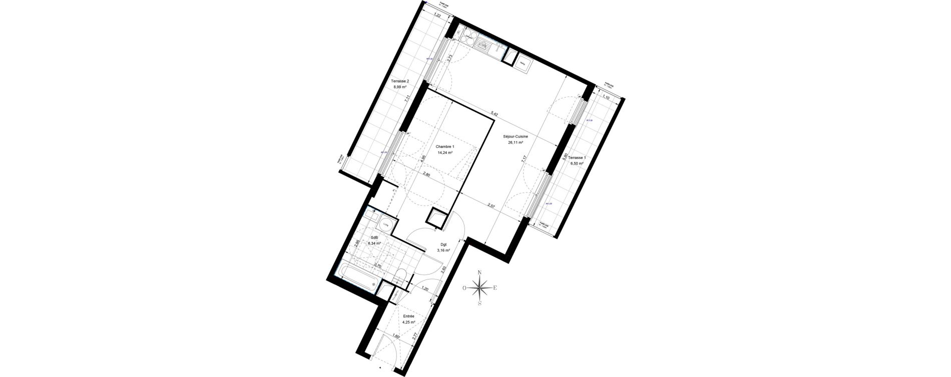 Appartement T2 de 54,10 m2 &agrave; Sannois Voltaire