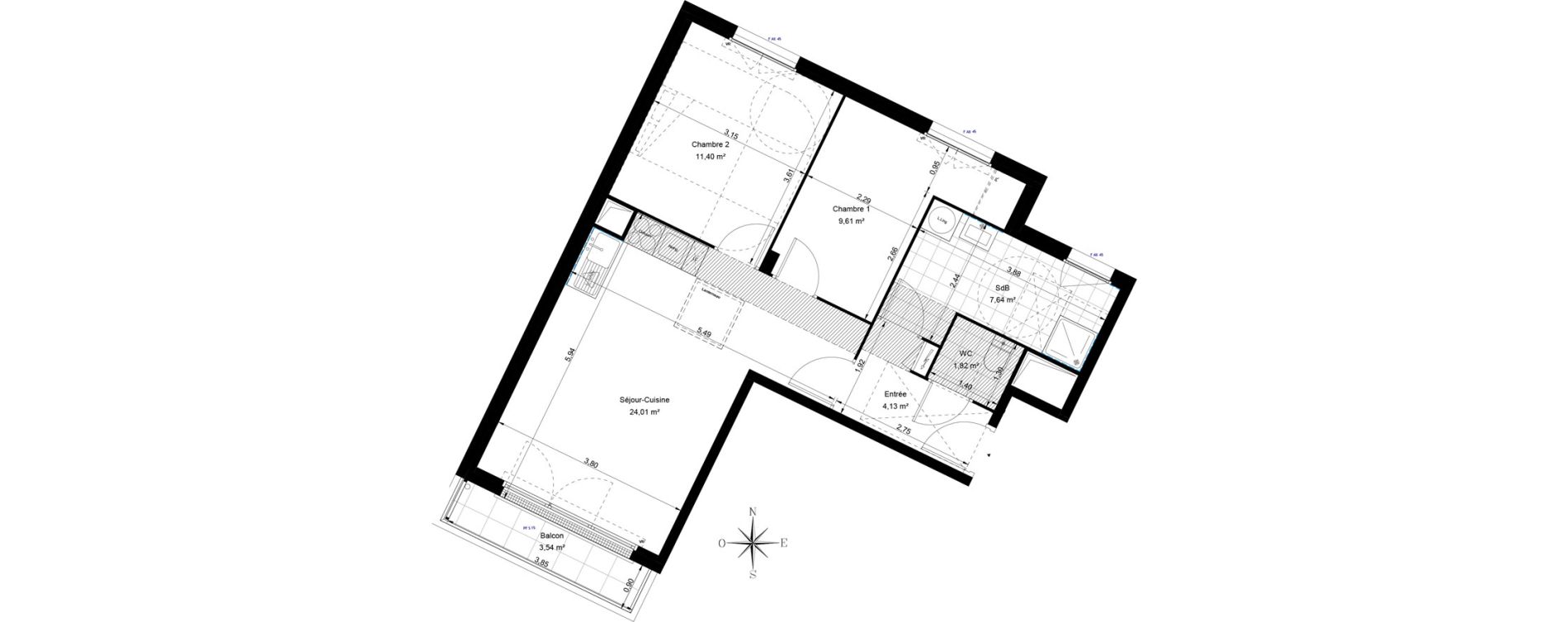 Appartement T3 de 58,61 m2 &agrave; Sannois Voltaire