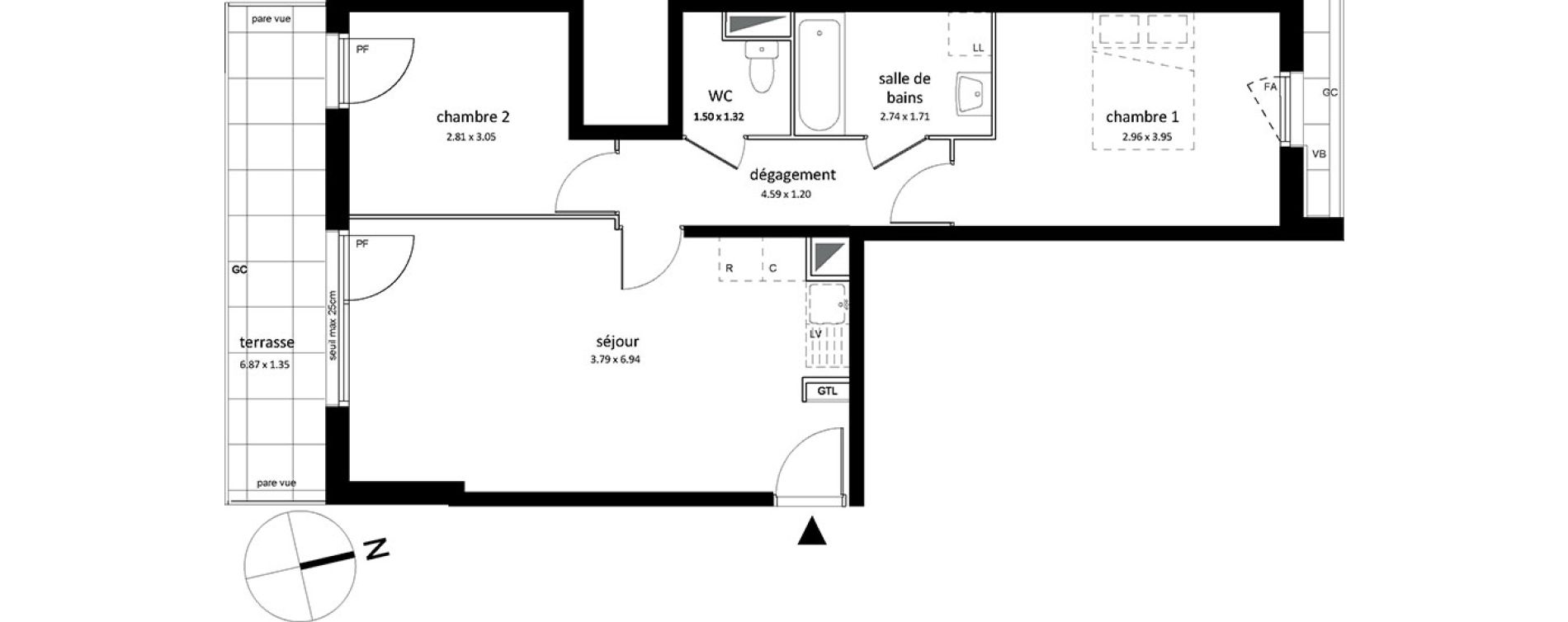 Appartement T3 de 58,78 m2 &agrave; Sarcelles Centre