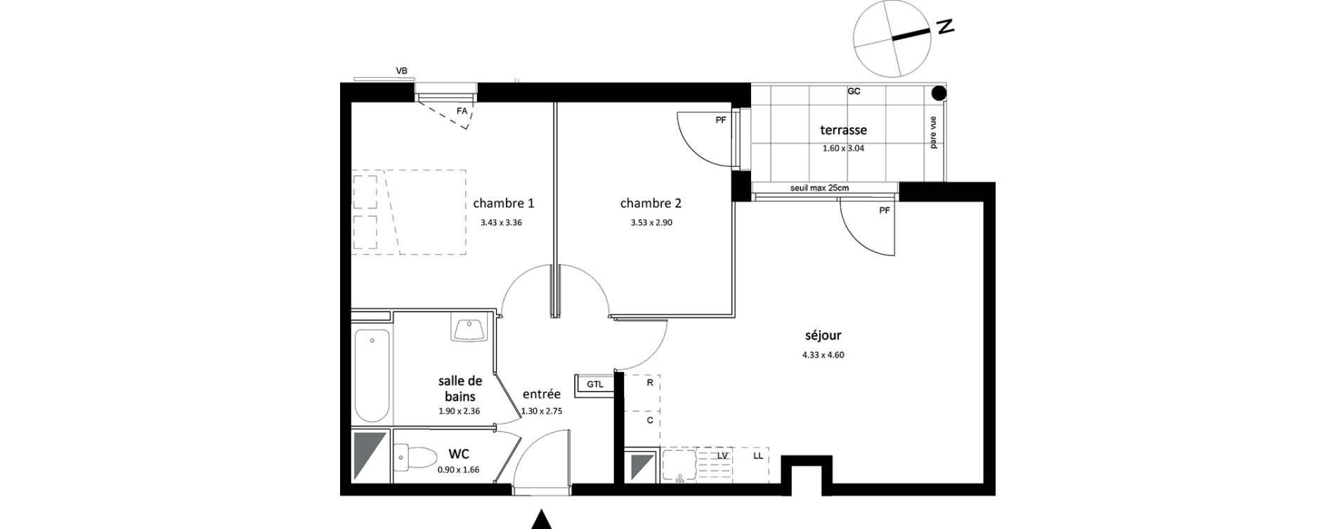 Appartement T3 de 56,35 m2 &agrave; Sarcelles Centre