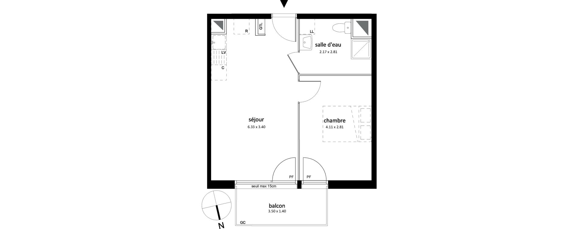 Appartement T2 de 37,97 m2 &agrave; Sarcelles Centre