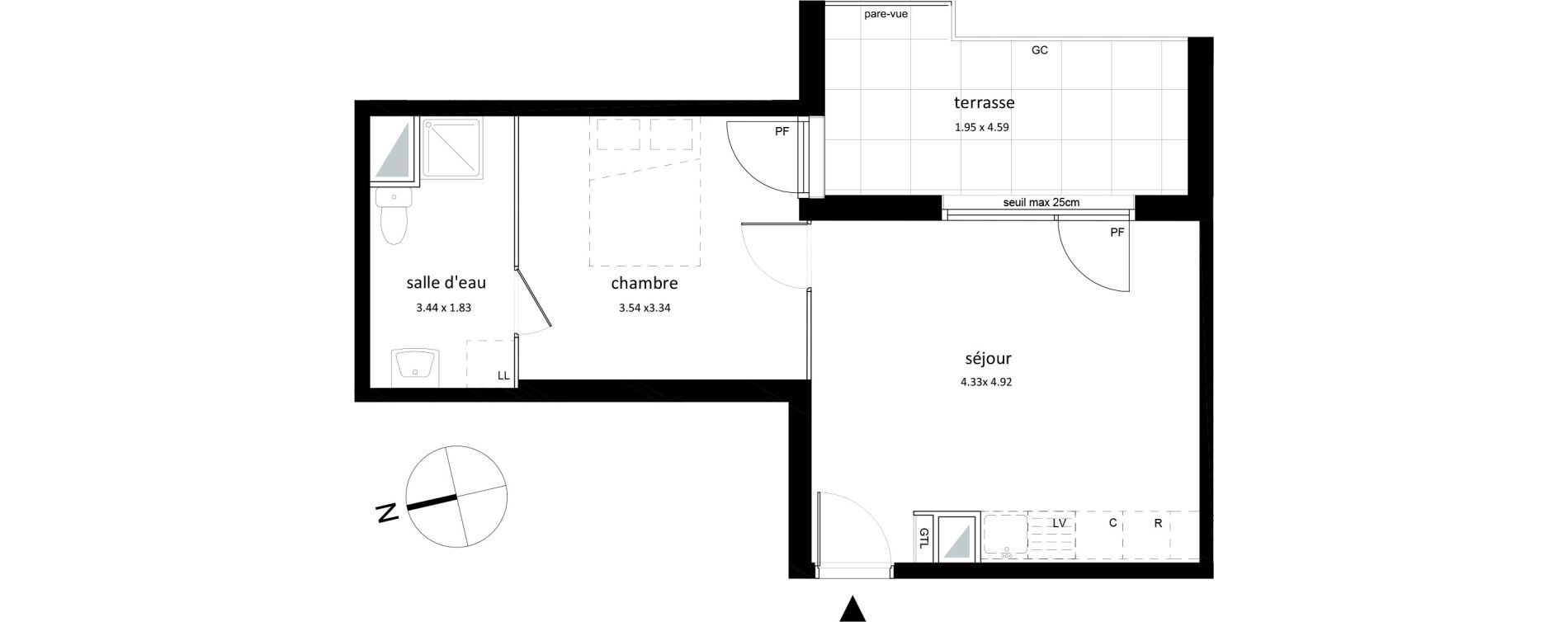 Appartement T2 de 38,54 m2 &agrave; Sarcelles Centre