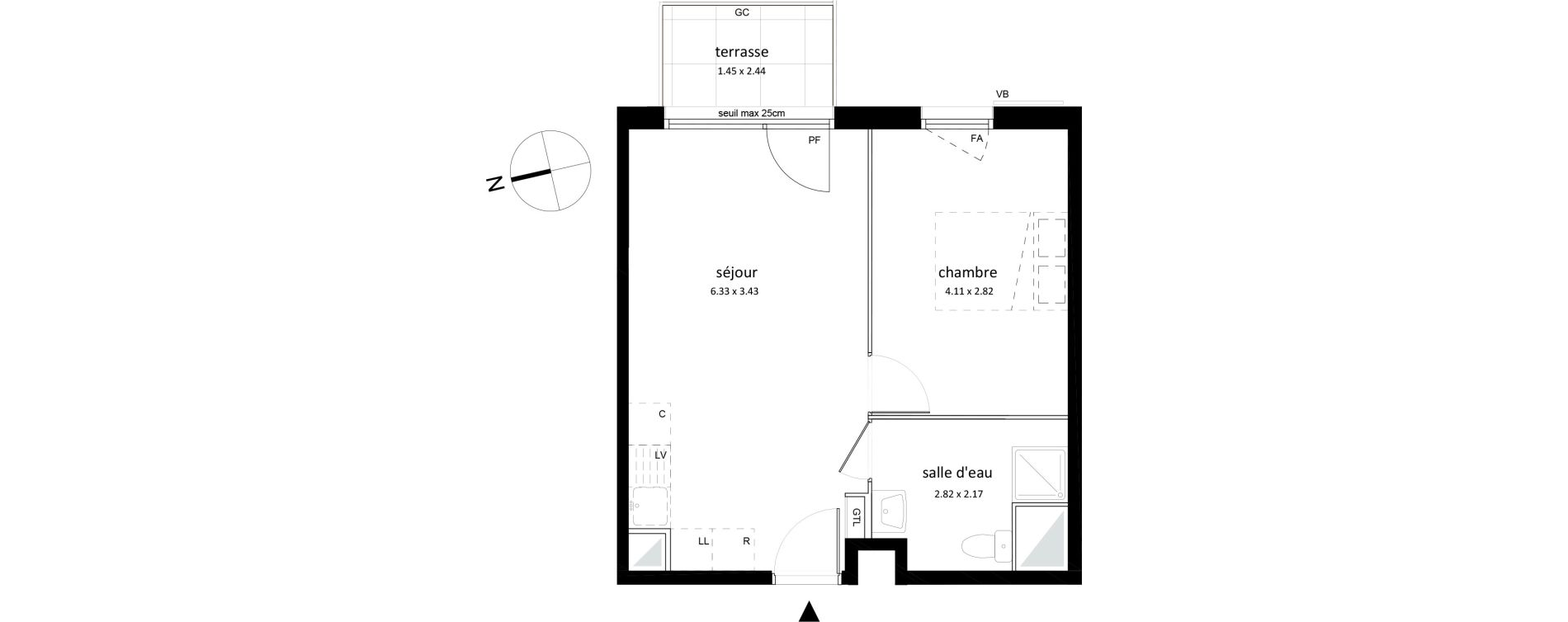 Appartement T2 de 37,69 m2 &agrave; Sarcelles Centre