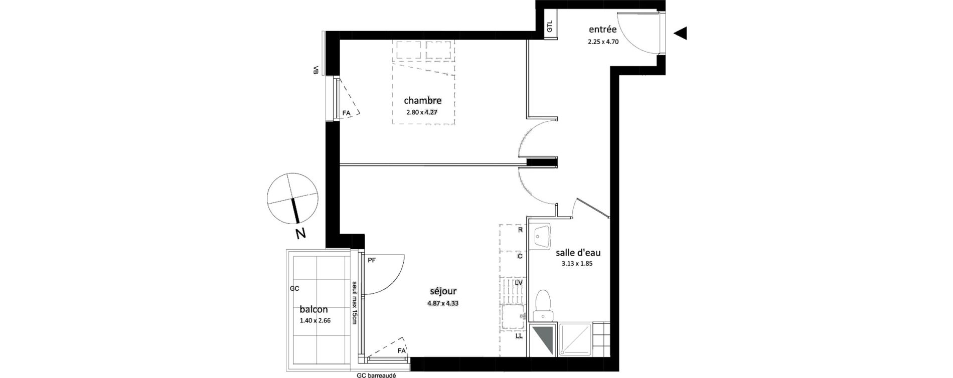 Appartement T2 de 43,30 m2 &agrave; Sarcelles Centre