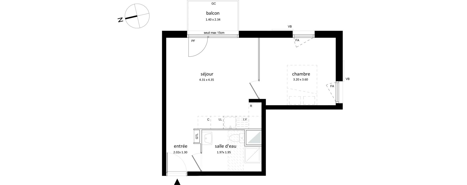 Appartement T2 de 38,32 m2 &agrave; Sarcelles Centre
