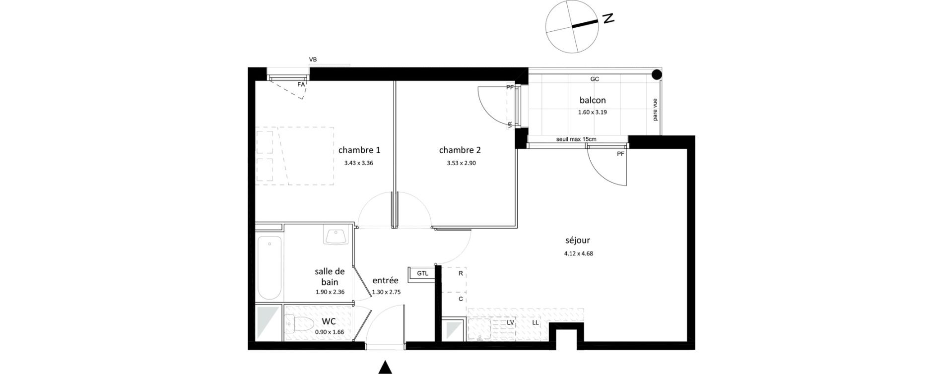 Appartement T3 de 56,35 m2 &agrave; Sarcelles Centre