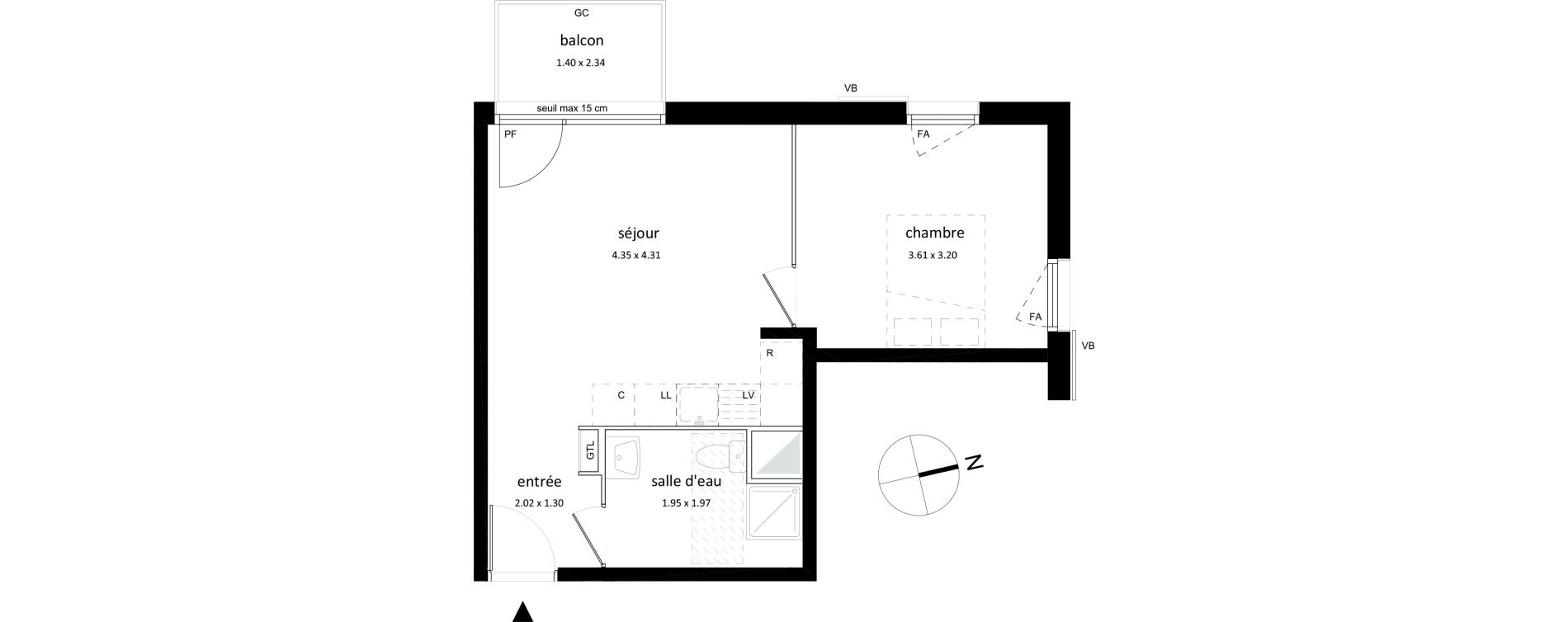 Appartement T2 de 38,32 m2 &agrave; Sarcelles Centre