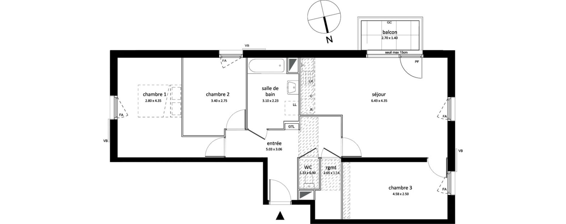 Appartement T4 de 78,85 m2 &agrave; Sarcelles Centre
