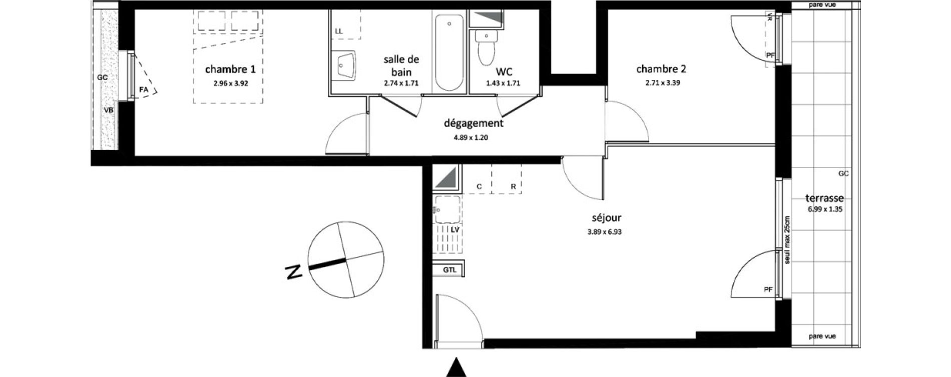Appartement T3 de 59,63 m2 &agrave; Sarcelles Centre