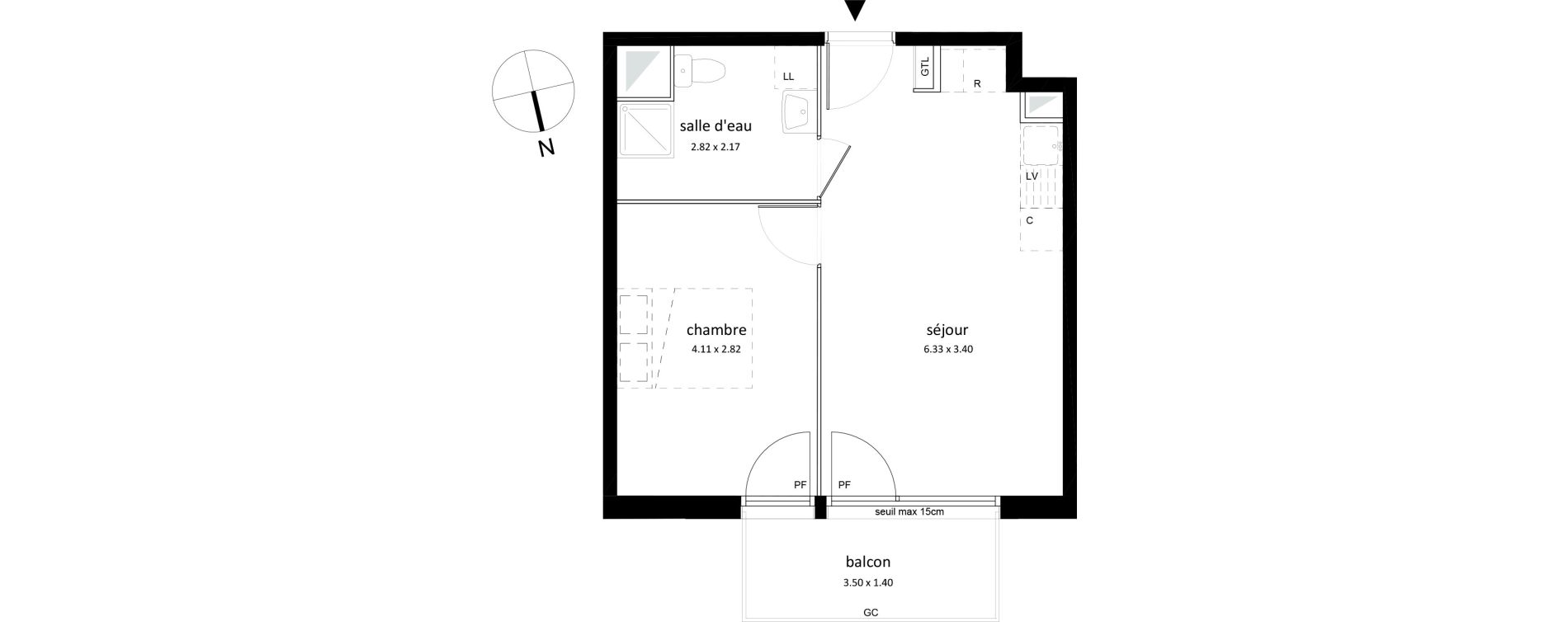 Appartement T2 de 37,56 m2 &agrave; Sarcelles Centre