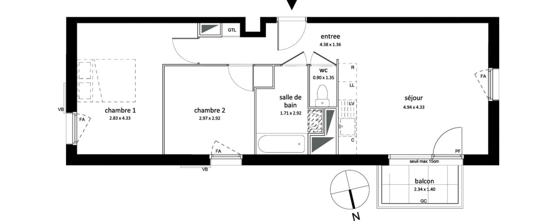 Appartement T3 de 55,73 m2 &agrave; Sarcelles Centre