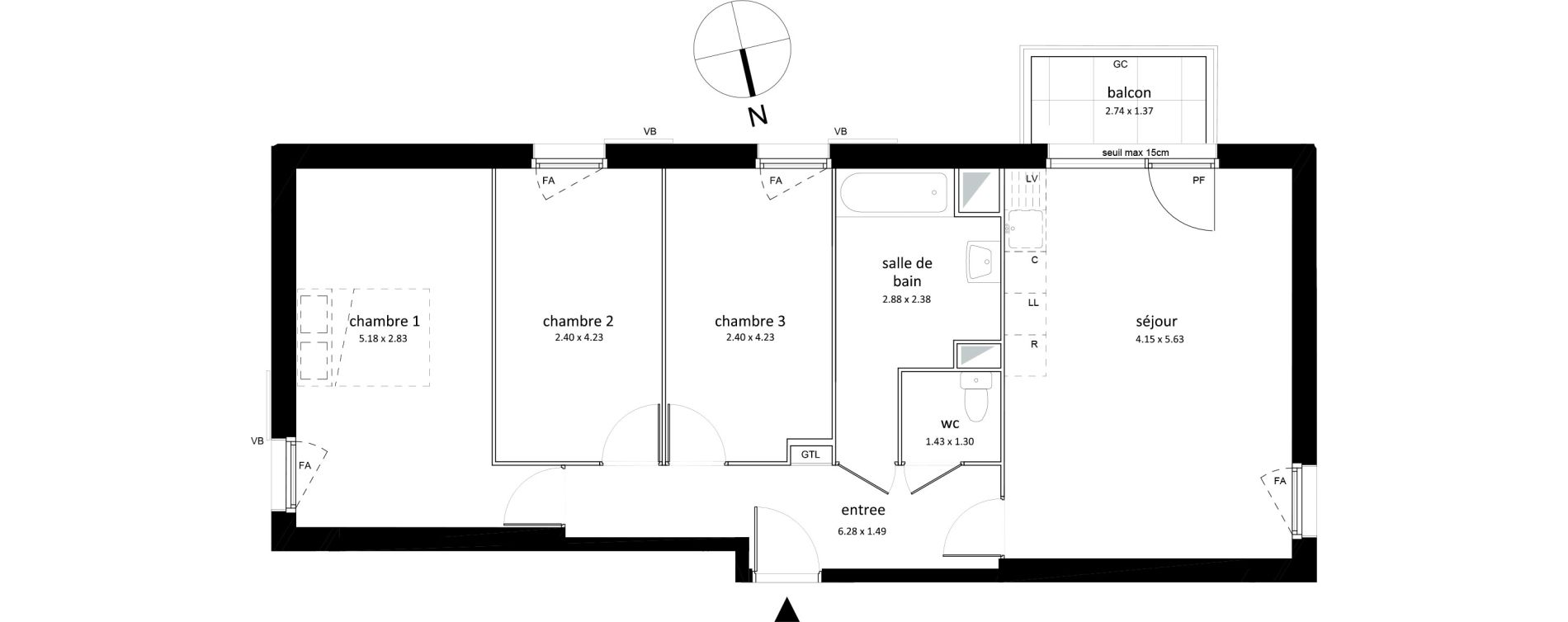 Appartement T4 de 76,38 m2 &agrave; Sarcelles Centre