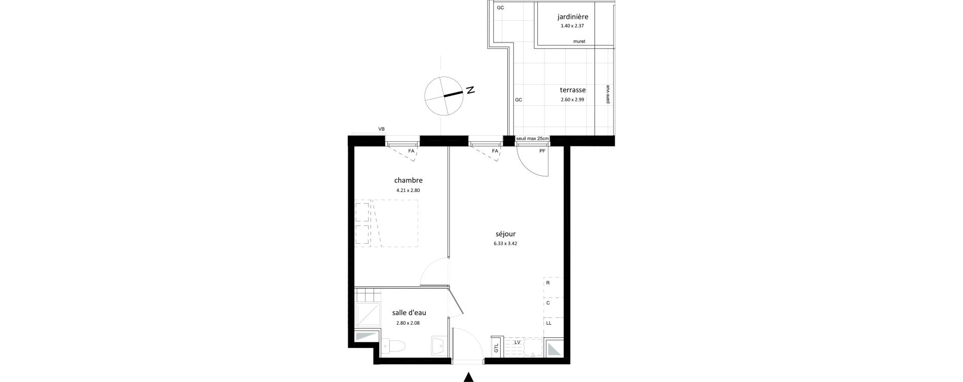 Appartement T2 de 37,96 m2 &agrave; Sarcelles Centre
