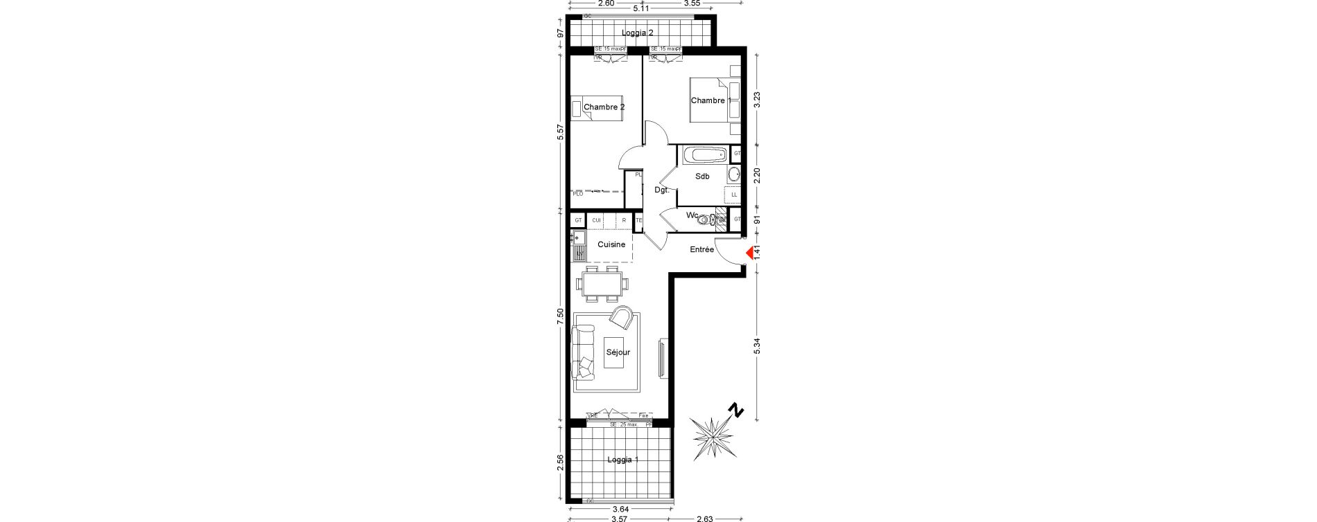 Appartement T3 de 65,24 m2 &agrave; Sarcelles Sarcelles village