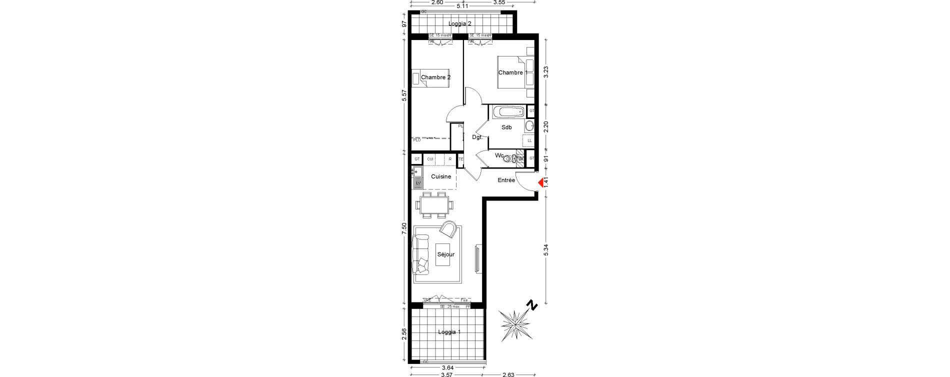 Appartement T3 de 65,24 m2 &agrave; Sarcelles Sarcelles village