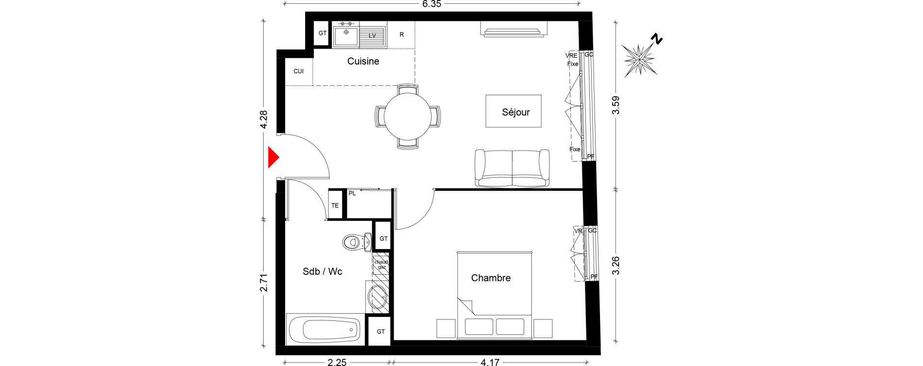 Appartement T2 de 42,56 m2 &agrave; Sarcelles Sarcelles village