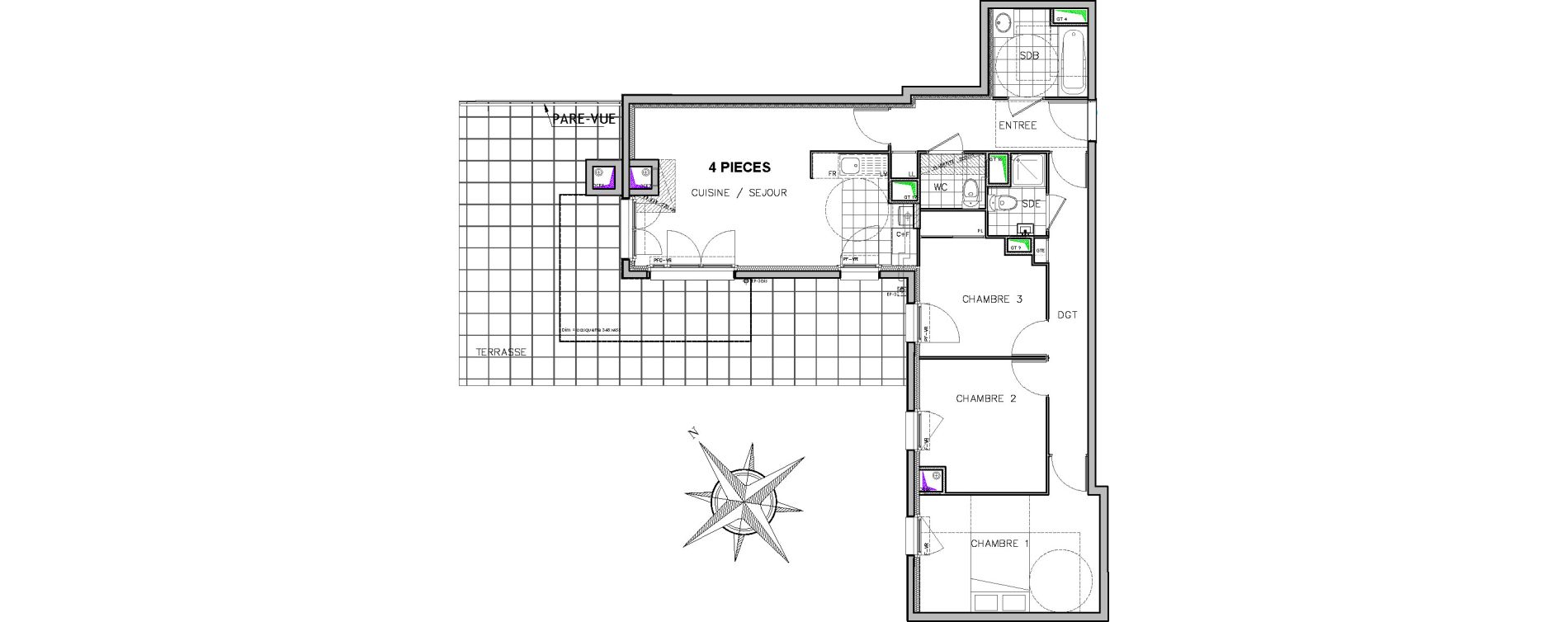 Appartement T4 de 76,14 m2 &agrave; Sarcelles Centre