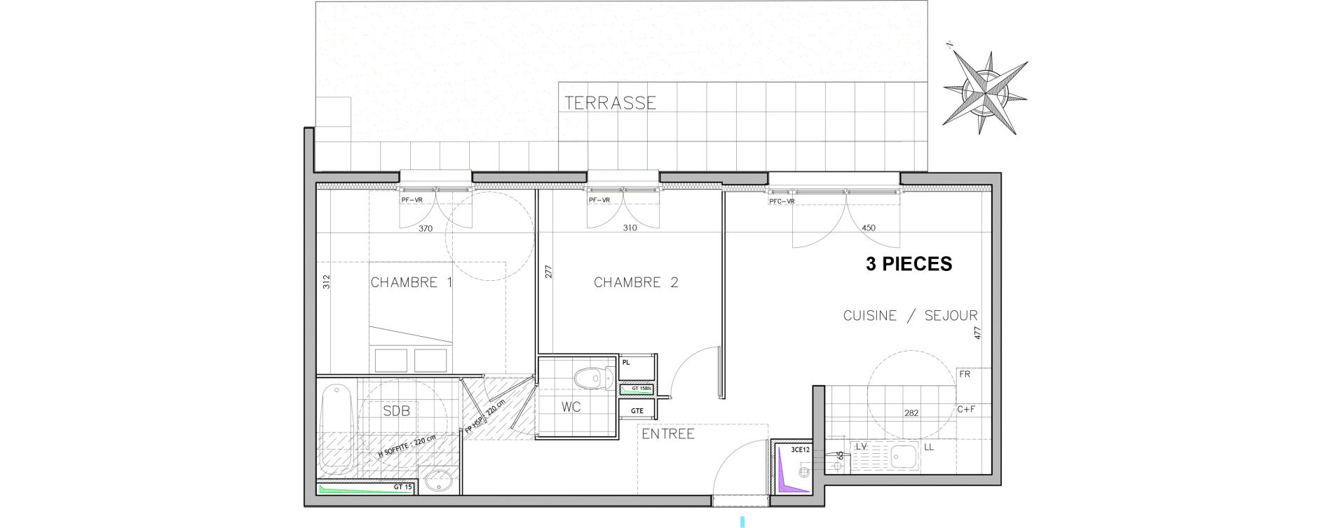 Appartement T3 de 54,75 m2 &agrave; Sarcelles Centre
