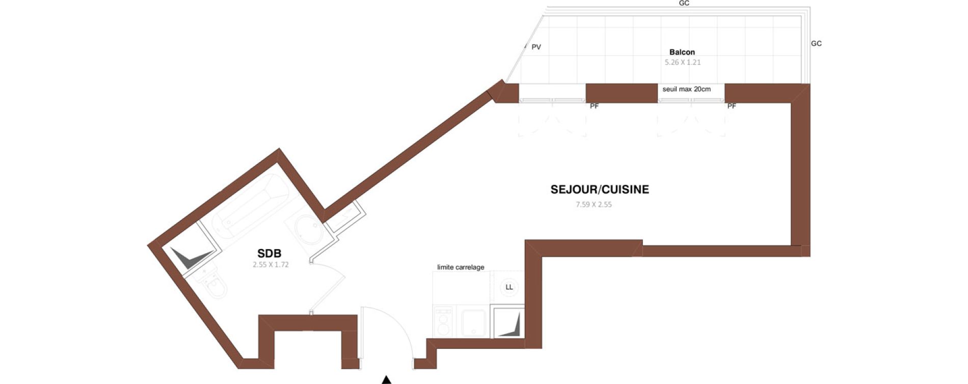 Appartement T1 de 28,40 m2 &agrave; Sarcelles Centre