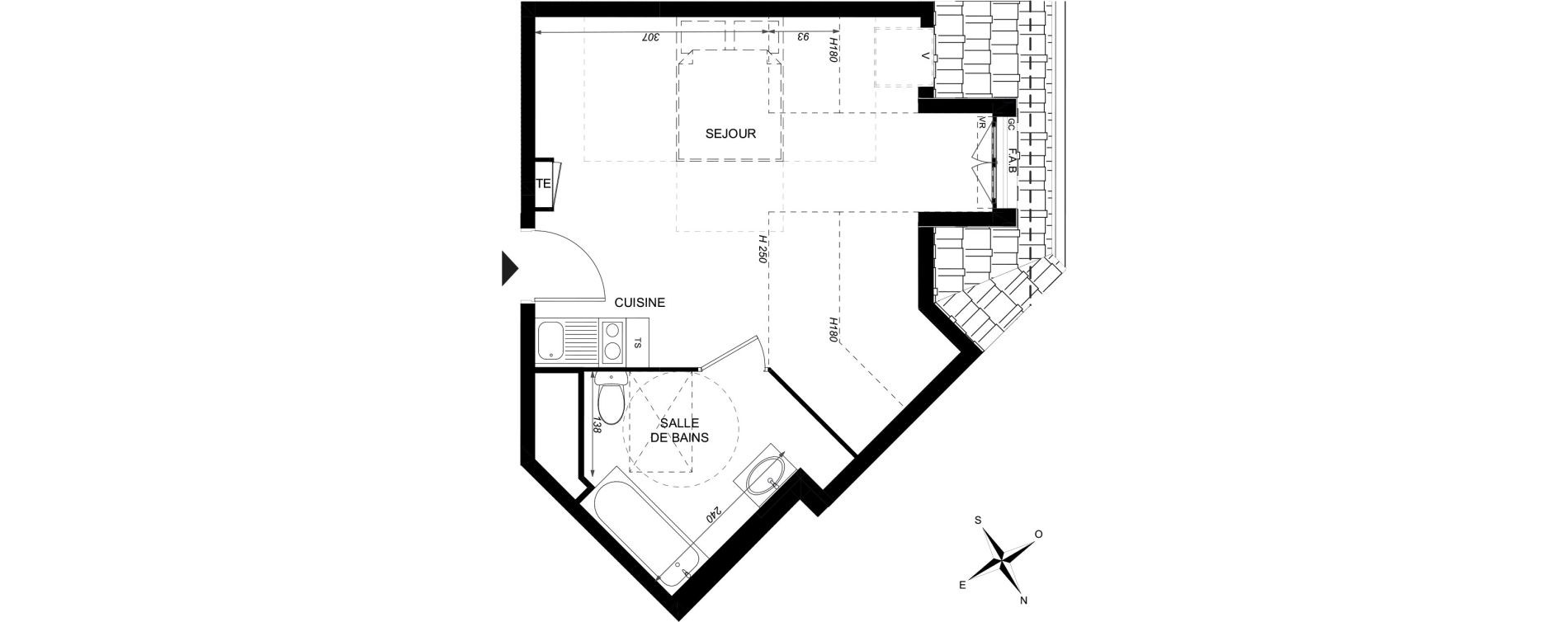 Appartement T1 de 29,89 m2 &agrave; Taverny Centre