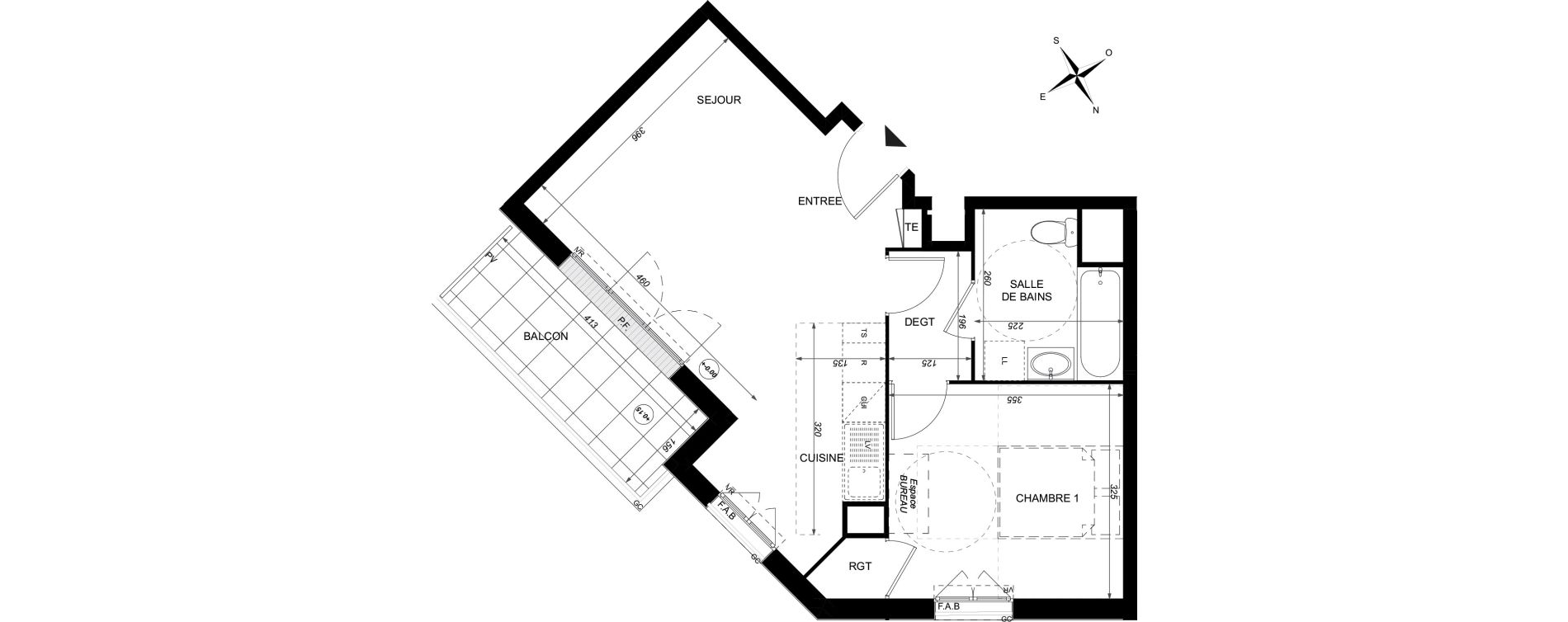 Appartement T2 de 45,62 m2 &agrave; Taverny Centre