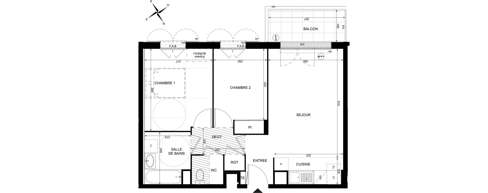 Appartement T3 de 56,14 m2 &agrave; Taverny Centre