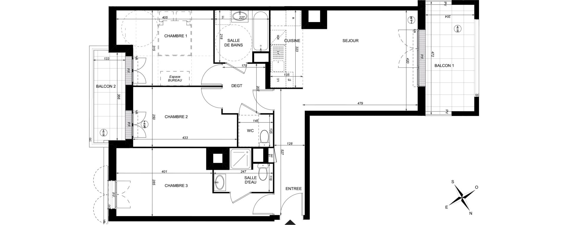 Appartement T4 de 79,84 m2 &agrave; Taverny Centre