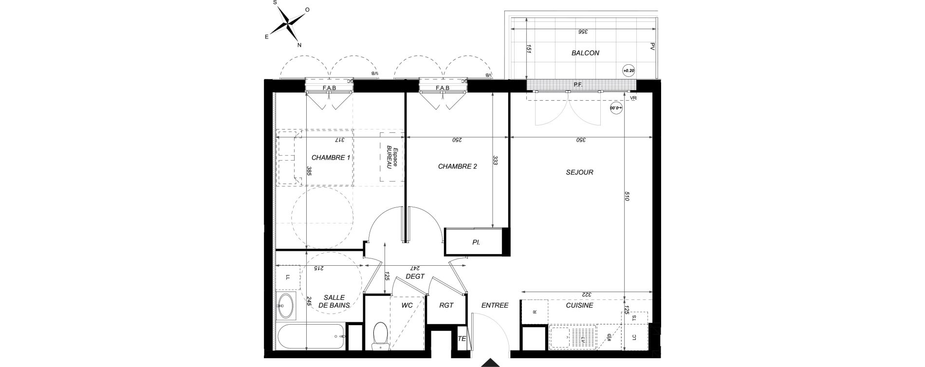 Appartement T3 de 56,14 m2 &agrave; Taverny Centre