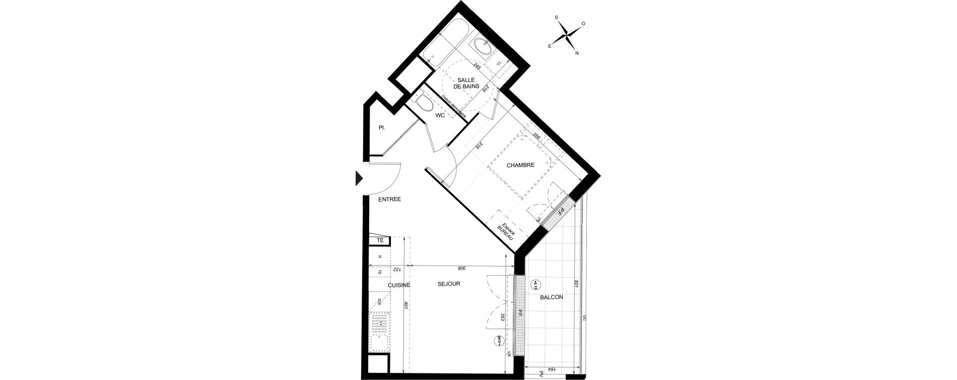 Appartement T2 de 42,98 m2 &agrave; Taverny Carre sainte-honorine