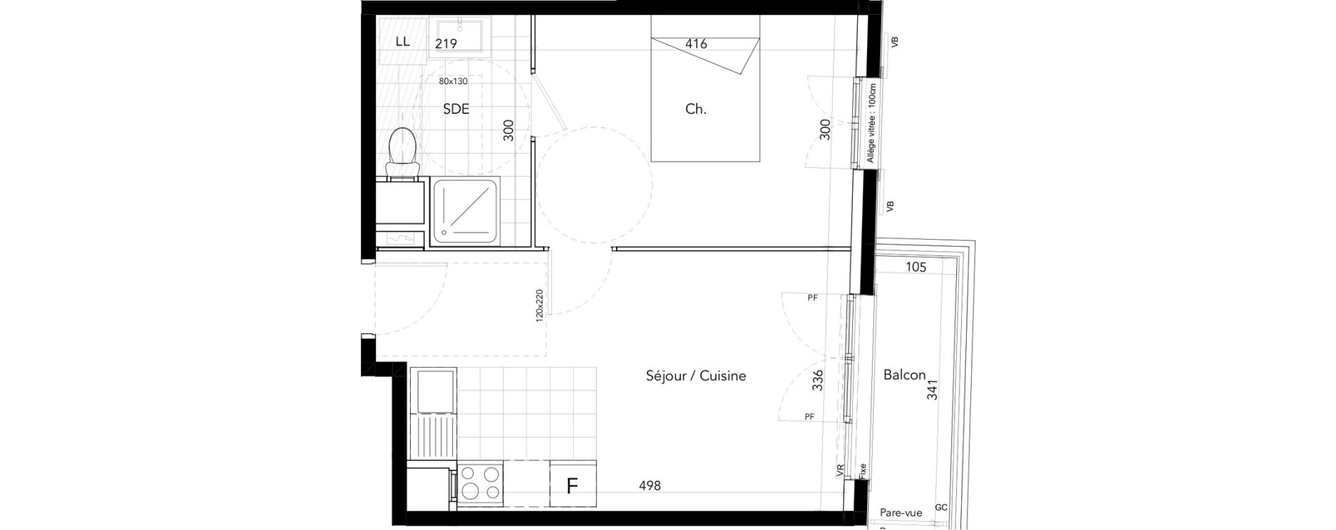 Appartement T2 de 36,98 m2 &agrave; Taverny Centre