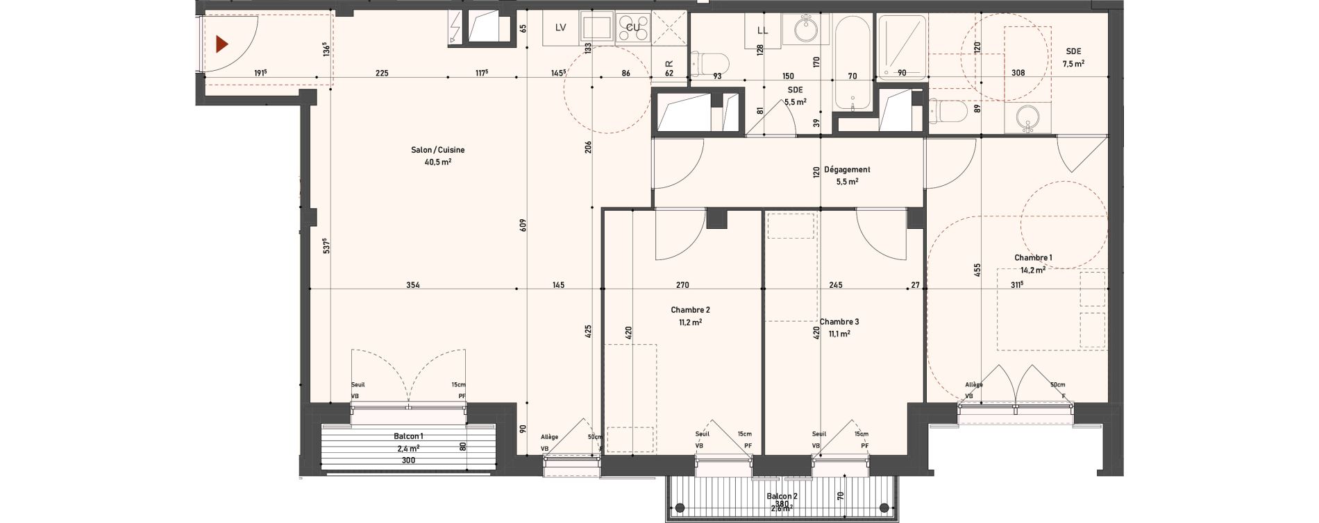 Appartement T4 de 95,50 m2 &agrave; Taverny Taverny mermoz