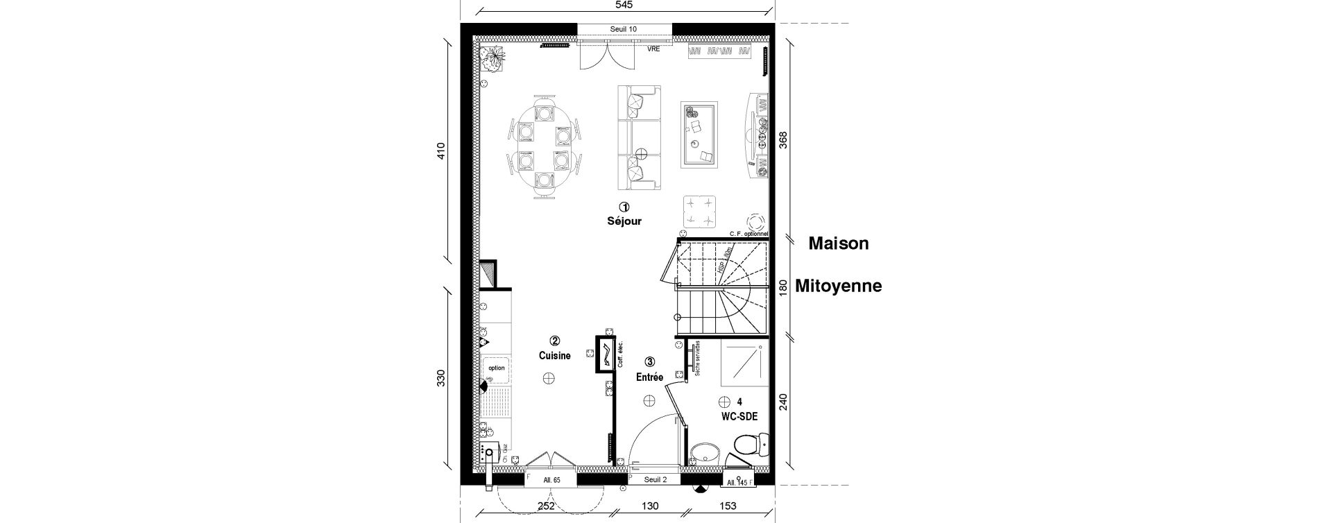 Maison T4 de 79,40 m2 &agrave; Vaur&eacute;al Centre