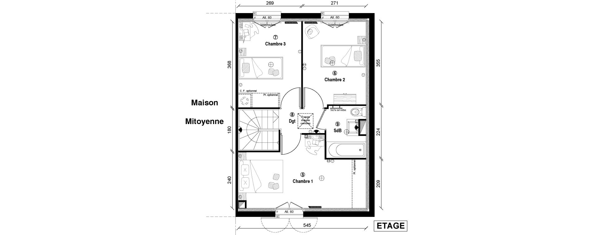 Maison T4 de 79,40 m2 &agrave; Vaur&eacute;al Centre