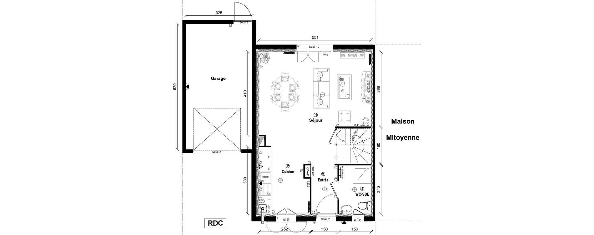 Maison T4 de 80,30 m2 &agrave; Vaur&eacute;al Centre